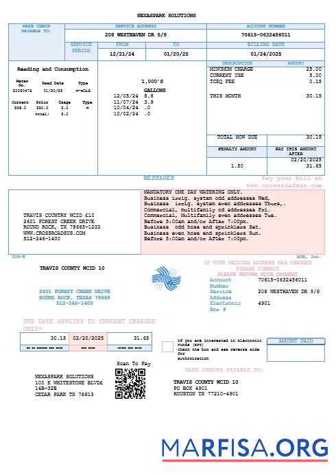 Blank USA Texas Dasor Management and Investment business utility bill template in Word nd PDF formats
